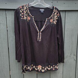 LUCKY BRAND BLACK DEEP V TEE SIZE LARGE